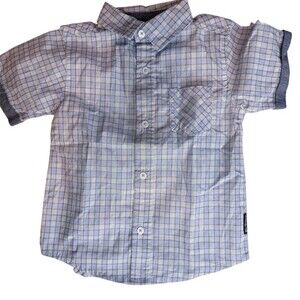 Ben Sherman Button-Up Shirt Boys 24 Months Blue Plaid Short Sleeve